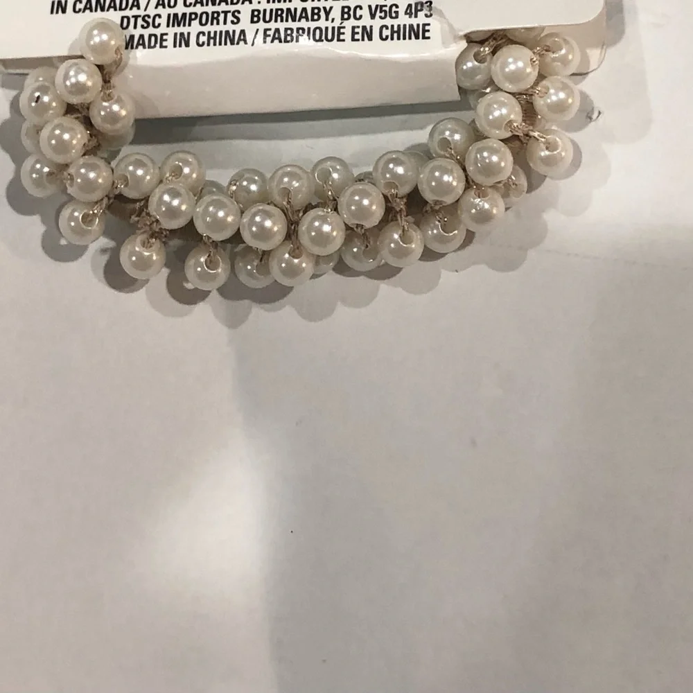2pack faux pearl adorned elastic hair‎ band scrunchies new